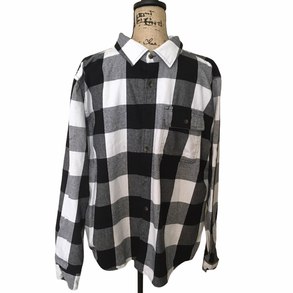 Old Mill Black & White Buffalo Print Flannel Shirt